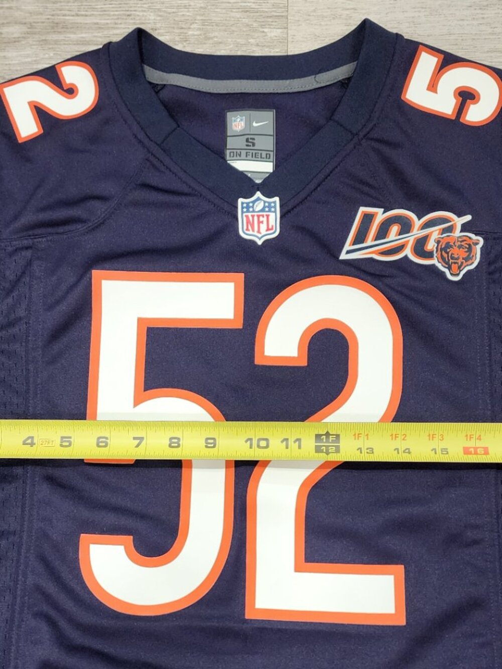 Nike NFL On Field Chicago Bears Khalil Mack #52 Blue 100 Yr Patch Limited Jersey - Picture 7 of 9